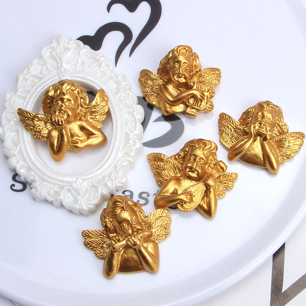 Craft Embellishment - อุปกรณ์ตกแต่งเรซิ่นรูปนางฟ้า 15 ชิ้น สำหรับงานฝีมือ DIY ชาร์มแบบติดหลังเรียบ