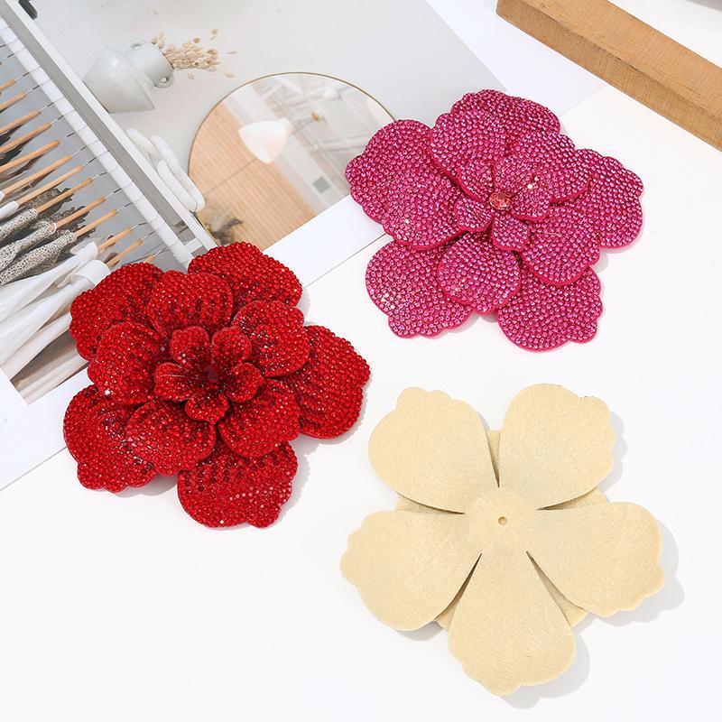 Craft Embellishment - 1 ชิ้น แผ่นปะดอกคามีเลียสามมิติประดับเพชรเทียม อุปกรณ์งานฝีมือ DIY สำหรับเย็บปัก