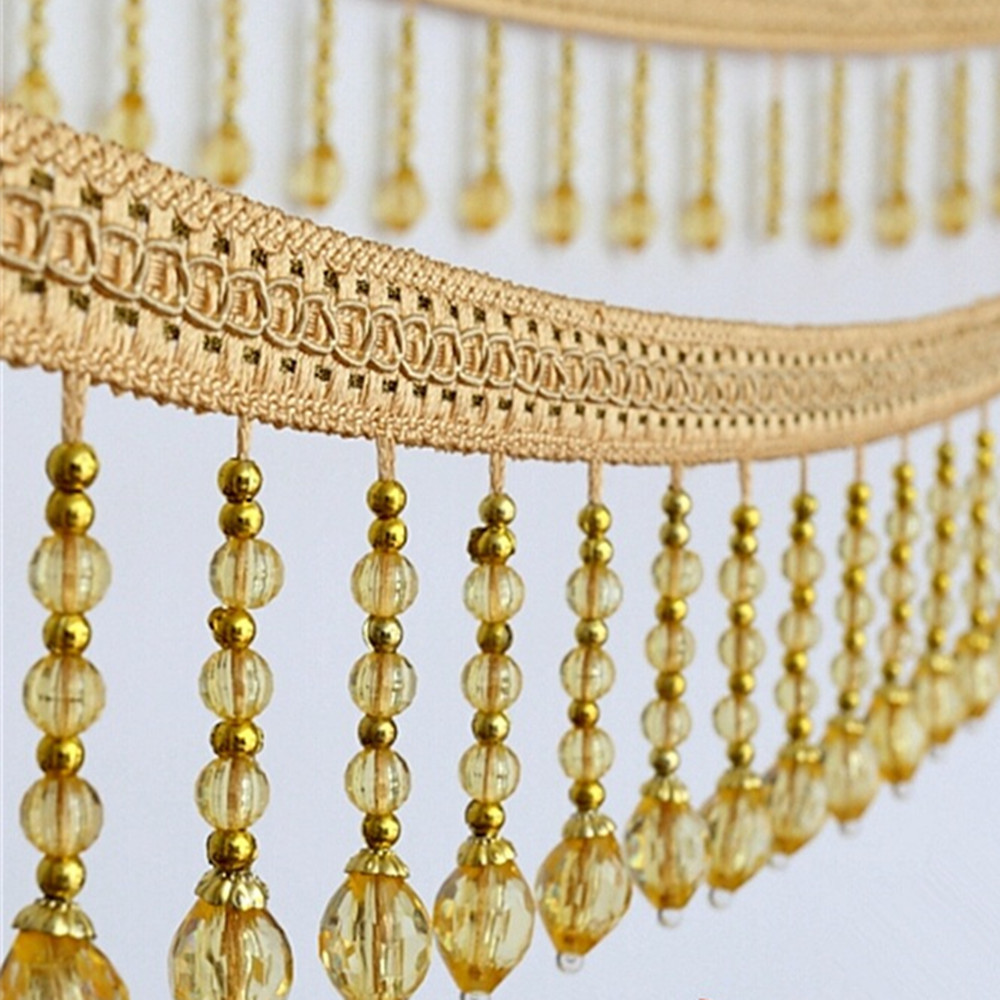 6 หลา ริบบิ้นผ้าถักประดับลูกปั - Beaded Trim Fringe บทวิจารณ์และราคา