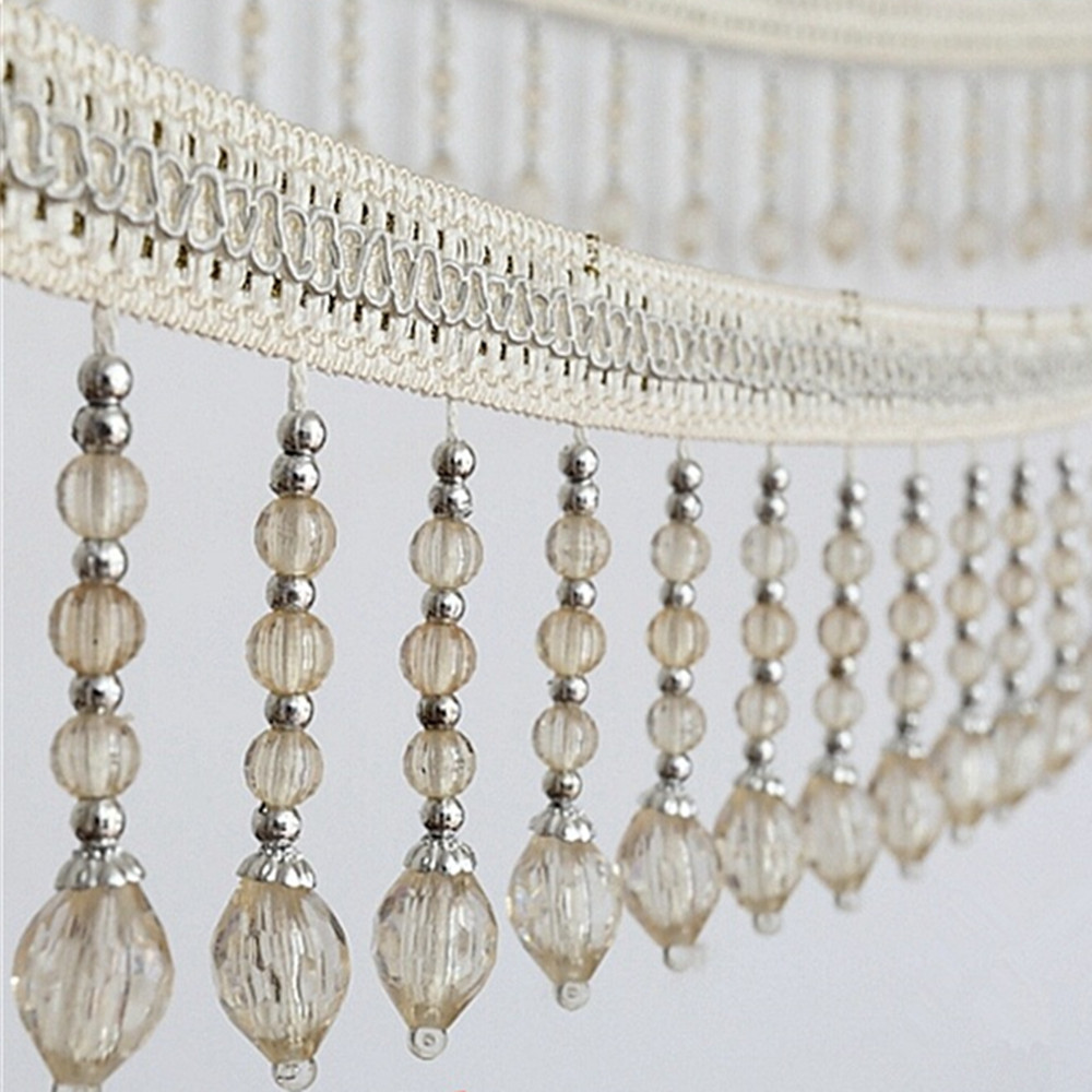 6 หลา ริบบิ้นผ้าถักประดับลูกปั - Beaded Trim Fringe บทวิจารณ์และราคา