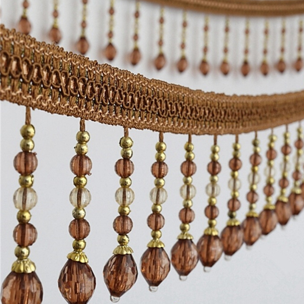 6 หลา ริบบิ้นผ้าถักประดับลูกปั - Beaded Trim Fringe บทวิจารณ์และราคา