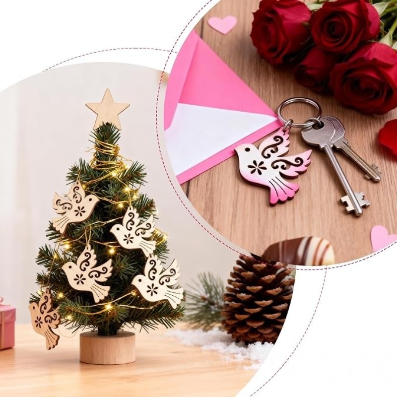 50 ชิ้น แผ่นไม้รูปนกพิราบสำหรั - Craft Embellishment บทวิจารณ์และราคา