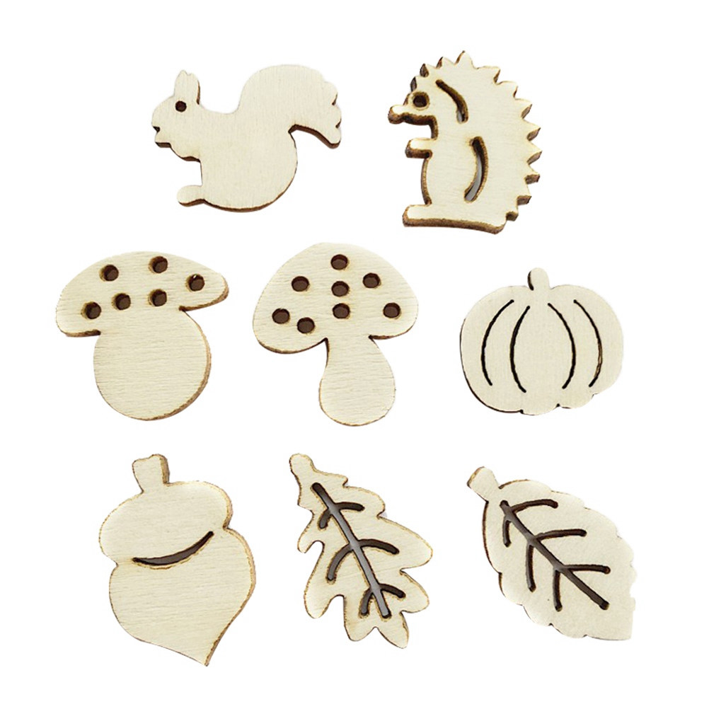 ชุด 50 ชิ้น ชิ้นไม้ตกแต่ง DIY  - Craft Embellishment บทวิจารณ์และราคา